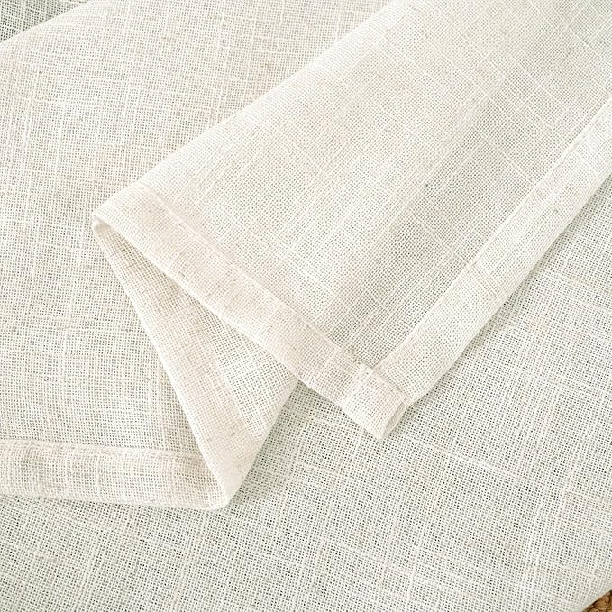 LAMIT Cream Linen Curtains for Living Room 84 inch Length 2 Panels, Light Filtering Semi Sheer Panels Back Tab and Rod Pocket Boho Drapes for Bedroom/Farmhouse, 42 x 84 Inch