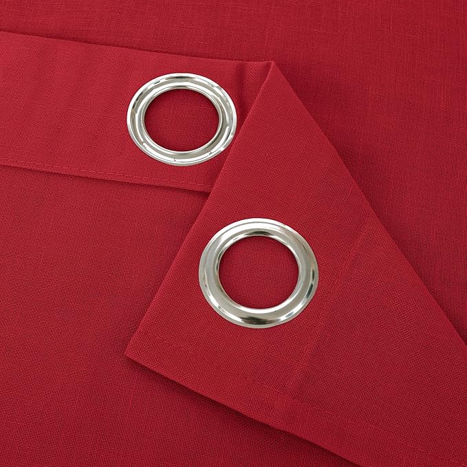 YoungsTex Red Linen Curtains 90 Inches Length for Living Room, Light Filtering Drapes Privacy with Grommet for Bedroom Dining Room, 2 Panels, 52 X 90 Inch
