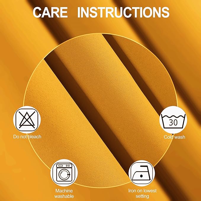 LEMOMO Yellow Blackout Curtains 40 x 63 Inch Length/Set of 2 Curtain Panels/Thermal Insulated Room Darkening Blackout Curtains for Bedroom
