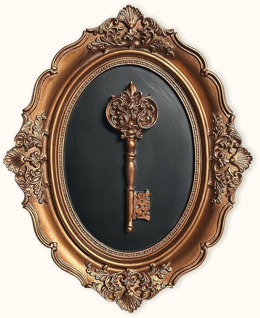 97 Decor Antique Wall Decor - Victorian Vintage Wall Sculpture, Oval Ornate Pediments For Hallway Entryway, Gothic Key Sculpture Dark Academia Art Antique Brass Decor For Home Bedroom Living Room