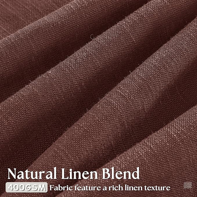 Brown Red Linen Pinch Pleated Curtains 102 Inches Long for Living Room Pleated Drapes Hooks Back Tab Thick Linen Textured Boho Farmhouse Country Terracotta Maroon 102 Inch Curtain for Dining Bedroom