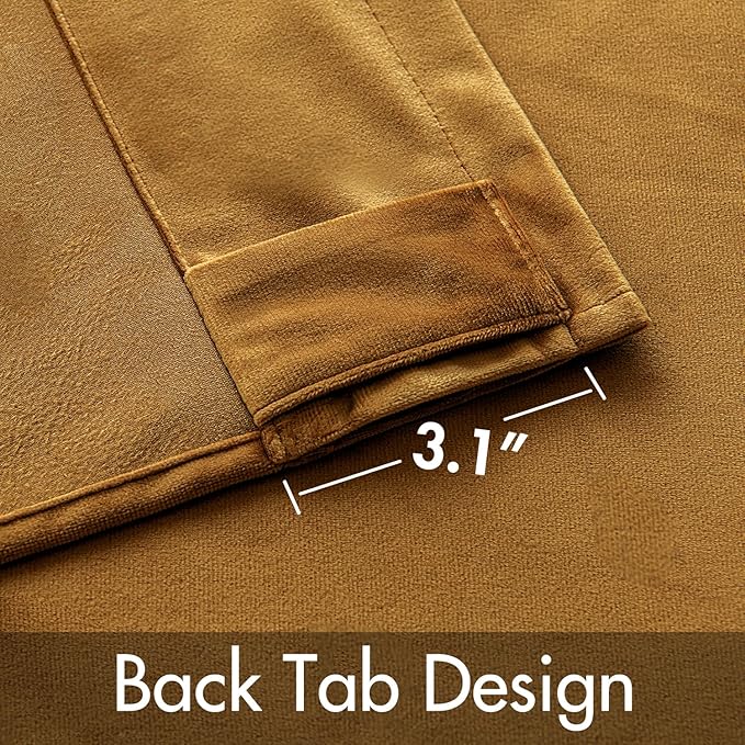 MIULEE Velvet Curtains 72 Inch Wide - Extra Wide Luxury Room Darkening Curtains for Sliding Door Bedroom Living Room Thermal Insulated Soft Window Drapes Back Tab, Gold, W 72 x L 84 inch 2 Panels