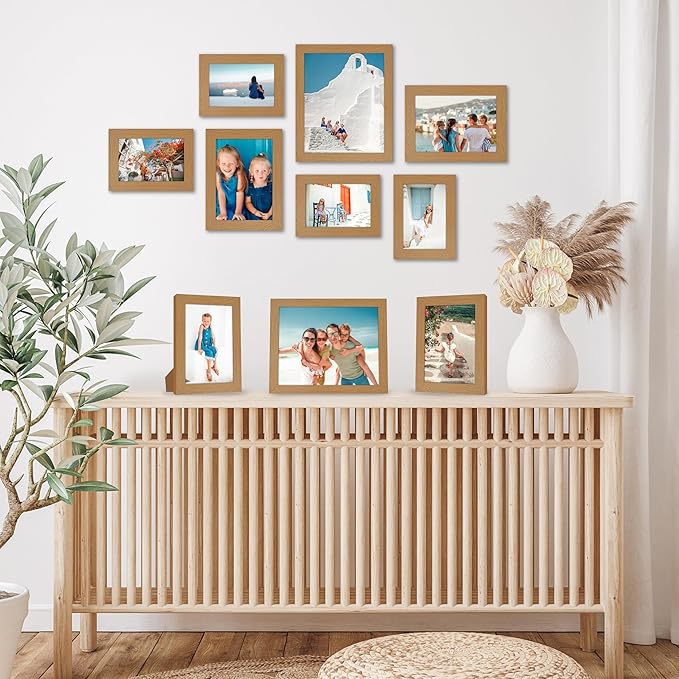 Americanflat Set of 10 Picture Frames with Shatter-Resistant Glass - Gallery Wall Frame Set with Two 8x10, Four 5x7 and Four 4x6 Frames - Signature Collection - Dark Oak