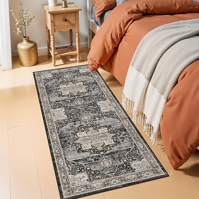 RUUGME 2x4 Runner Rug - Perfect for Entryway/Hallway/Kitchen/Bathroom Easy to Clean & High-Traffic Durability Stain Resistant and Ultra Thin Home Daily Use - Gifts for Households/Newlyweds 2x4 Black