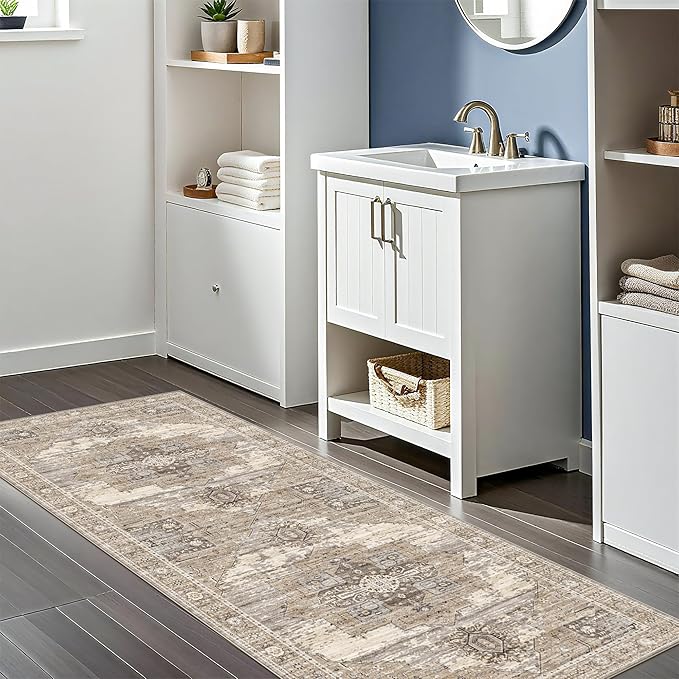 RUUGME 2x5 Oriental Runner Rug - Runner Rugs for Small Living Room/Bedroom/Dining Room -Stain Resistant Easy Clean Wahsable Soft Touch -Perfect for Apartments & Small Spaces 2x5 Beige