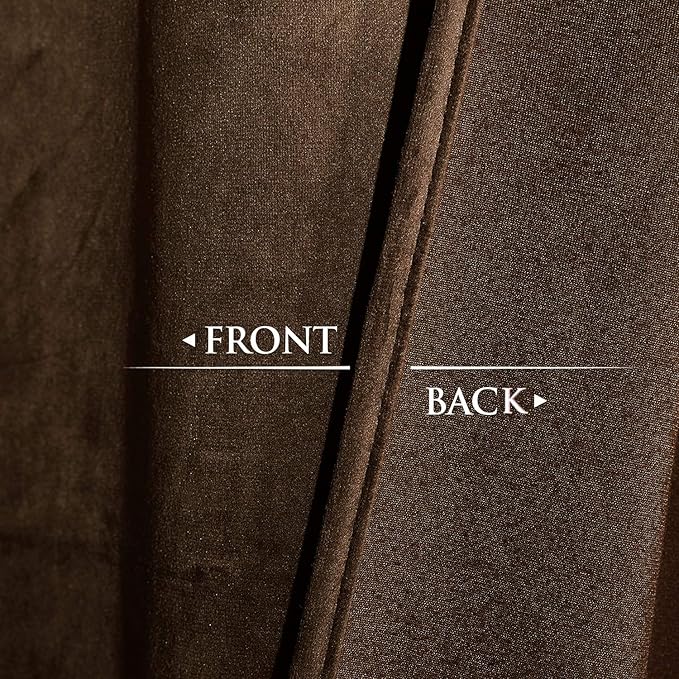StangH Wide Brown Velvet Curtains 90 inches - Super Soft Farmhouse Decor Drapes Room Darkening for Kid Nursery, Solid Door Curtains Thermal Insulated for Bathroom/Wardrobe, W62 x L90, 2 Panels