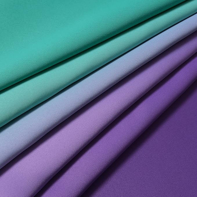 Yakamok Teal and Purple Blackout Curtains, Ombre Full Room Darkening Window Curtains for Living Room,Grommet Thermal Insulated Drapes,Light Blocking Curtains for Girls Bedroom,52x54 Inch, 2 Panels