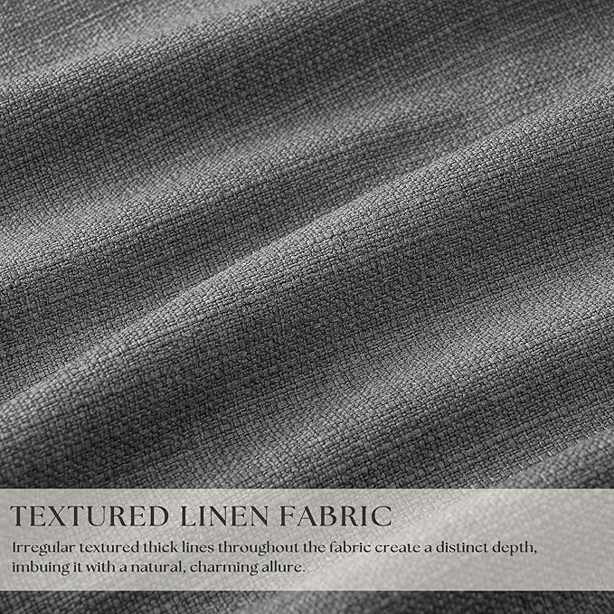 Dark Grey Pinch Pleated Blackout Curtains 102 Inches Long for Bedroom 100% Black Out Thick Linen Dual Layer Pleated Drapes Farmhouse Country Charcoal Gray 102 Inch Curtain for Dining Living Room