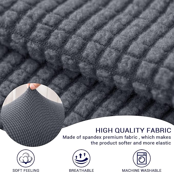 SUBRTEX Stretch Couch Arm Covers Set of 2, Checkered Sofa Arm Slipcovers, Anti-Slip Armrest Covers for Recliner and Armchairs, Pet Proof, High Stretchy, Hook & Loop Tape, Gray