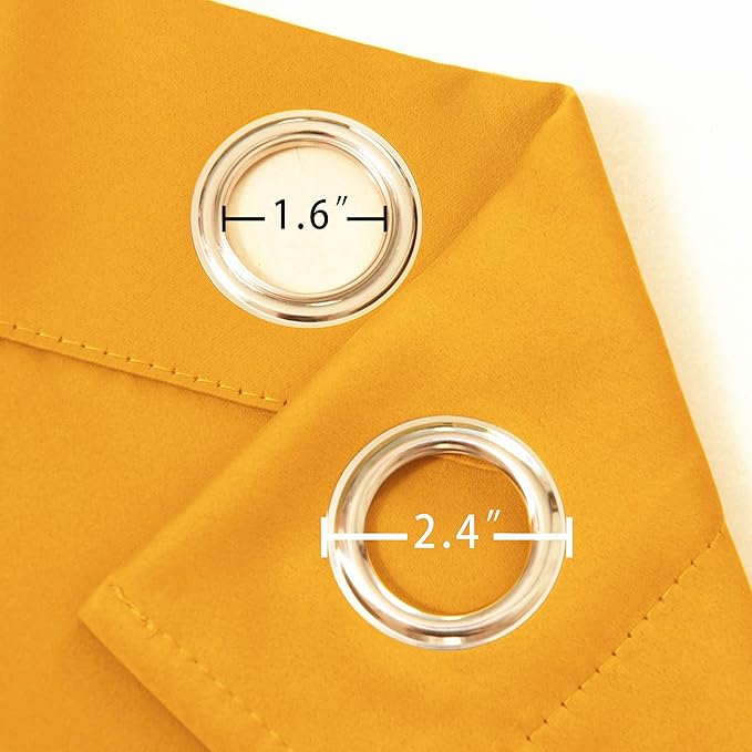 LEMOMO Yellow Blackout Curtains 40 x 63 Inch Length/Set of 2 Curtain Panels/Thermal Insulated Room Darkening Blackout Curtains for Bedroom