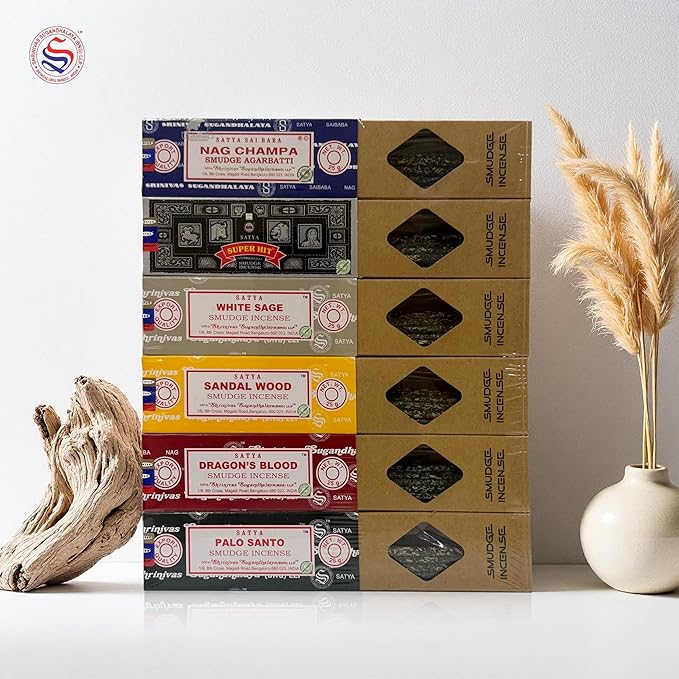 Satya Smudge Incense Stick ?€? Hand-Rolled Indian Masala Incense for Meditation,Nag Champa, Superhit, Sandalwood, Dragon Blood, White Sage, Palo Santo (Smudge Mix)