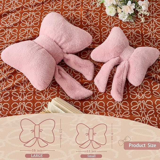 XIAIJIA Bowknot Throw Pillows Bow Decorative Pillow Aesthetic Home Decor Knot Plush Pillows Soft Seat Cushions Cute Throw Pillow for Couch Bow Room Decor