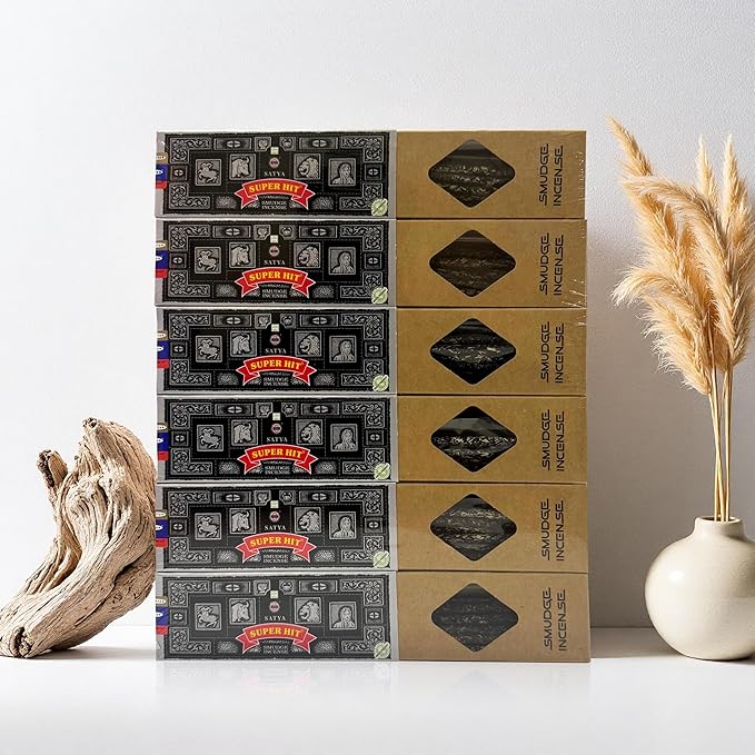 Satya Smudge Incense Stick ?€? Hand-Rolled Indian Masala Incense for Meditation, Yoga & Spiritual Cleansing Pack of 6 (Smudge Superhit)