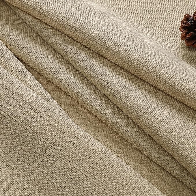 Chyhomenyc Camel Curtains 96 Inch Length 2 Panels, Faux Linen Textured Semi Sheer Airy Light Filtering Soft Privacy Farmhouse Curtain Drapes for Living Room Bedroom, Each 40" Wx96 L