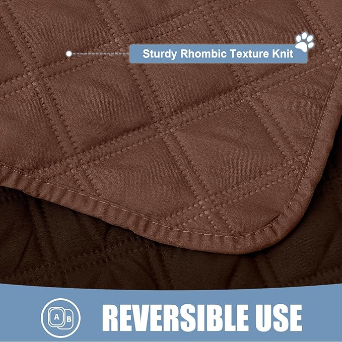 Smiry Waterproof Dog Bed Cover Pet Blanket, Soft Washable Dog Blanket for Furniture Bed Couch Sofa Reversible, Checkered (82"x82", Brown/Chocolate)