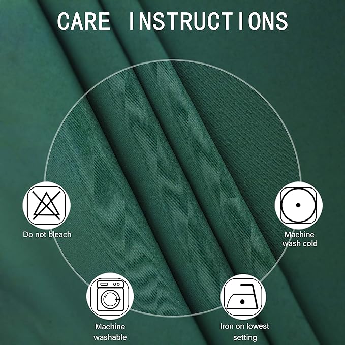 LEMOMO Dark Green Thermal Blackout Curtains/52 x 72 Inch/Set of 2 Panels Room Darkening Curtains for Bedroom