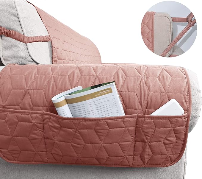 Ameritex Waterproof Nonslip Recliner Cover Christmas Decor Stay in Place, Dog Couch Recliner Cover Furniture Protector for Pets and Kids (Pink, 30'')