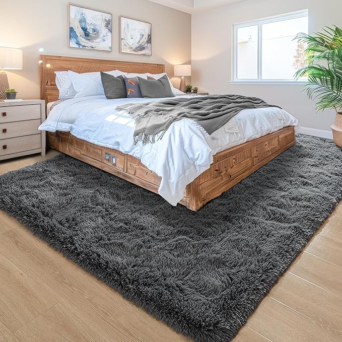 Noahas Extra Large 9x12 Area Rugs for Living Room,Fluffy Dark Grey Bedroom Rug,Big Thick Plush Shag Non-Skid Soft Shaggy Throw Carpet