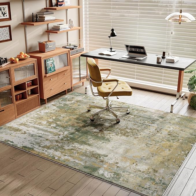 Entryway Rug 3x5 Green Door Mat Indoor Entrance 36x60, Washable Small Throw Rugs for Kitchen Floor, Entry, Front Door, Bedroom Bedside, Non-Slip Low Pile Stain & Fade Resistant, Sage Green