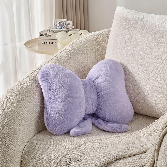 Bow Pillow Throw Pillows Butterfly Shaped Decorative Cute Pillows for Bed Sofa Cute Home Decorr,Purple 10 * 8inch