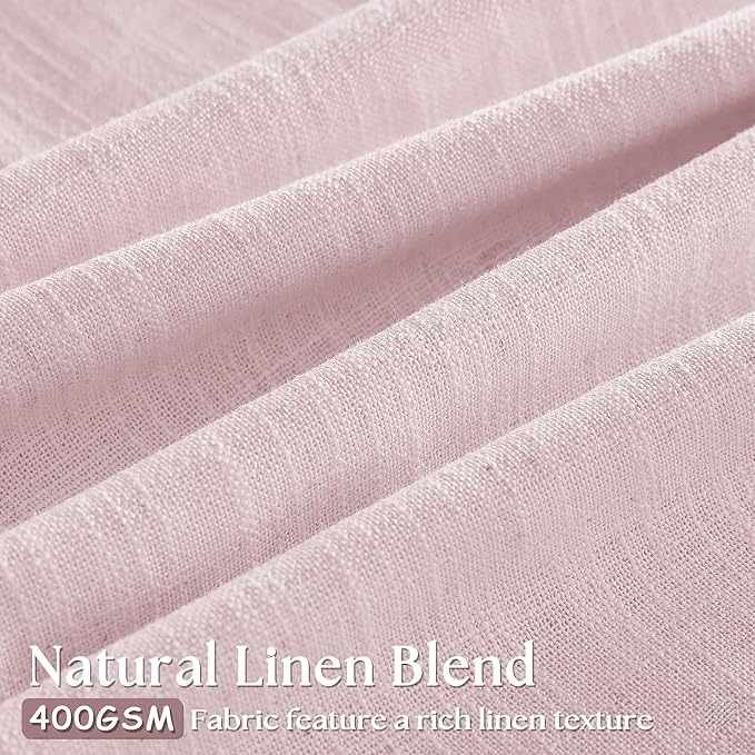 TWODRAPES 80 Inch Pink Pinch Pleated Semi Sheer Curtains for Girls Bedroom Living Room Pleat Memory Shape Trained Light Filtering Linen 80 Inch Curtains Drape Window Panels Baby Pink Blush Nursery
