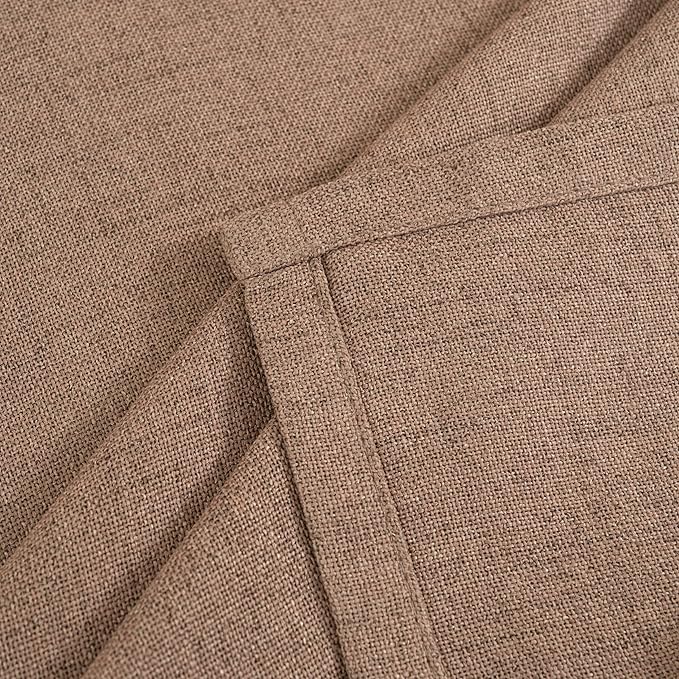 YoungsTex Mocha Brown Linen Curtains 72 Inch Length for Living Room, Light Filtering Drapes with Grommet Semi Sheer Rustic for Bedroom Windows, 2 Panels, 52 X 72 Inch
