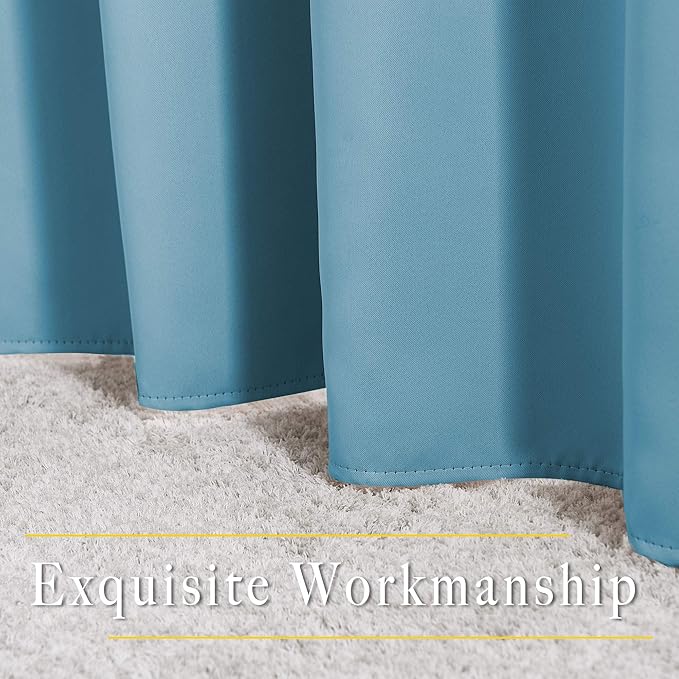 NICETOWN Blackout Curtains Panels for Window - Window Treatment Thermal Insulated Solid Grommet Blackout Drapes for Bedroom (Teal Blue, Double Panels, 66 by 72 Inch)