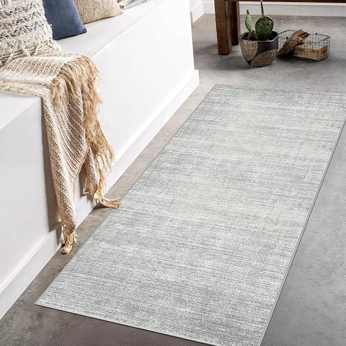 Art&Tuft Non-Slip Runner Rug - 3x5 Washable Rug Low-Pile 3x5 Rugs Runners, Soft Distressed Carpet Runner Rugs for Living Room Bedroom Bathroom Kitchen Laundry, Grey