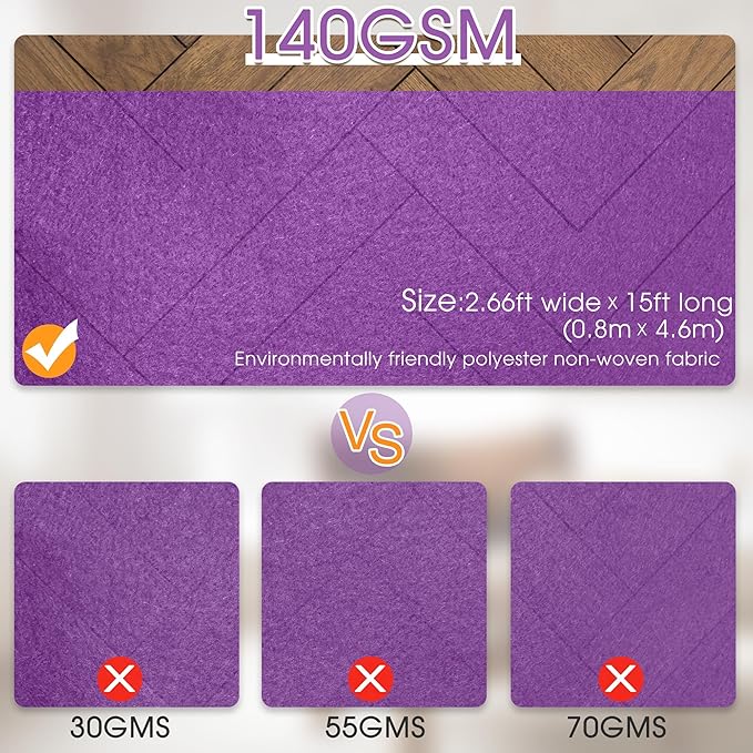 Purple Carpet Runner for Party,140GSM 2.62FTx15FT Carpet Party Decorations,Purple Runway Rug for Prom Felt Non-Woven Fabric,Runner for Wedding Ceremony