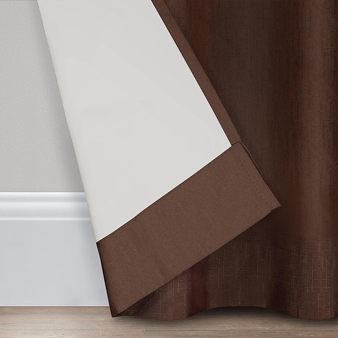 ECLIPSE Kendall Modern Blackout Thermal Rod Pocket Window Curtain for Bedroom or Living Room (1 Panel), 42" x 63", Chocolate