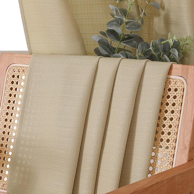 Chyhomenyc Camel Curtains 96 Inch Length 2 Panels, Faux Linen Textured Semi Sheer Airy Light Filtering Soft Privacy Farmhouse Curtain Drapes for Living Room Bedroom, Each 40" Wx96 L