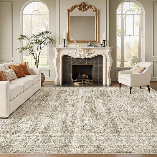 Soalmost 6x9 Area Rug for Living Room Washable 6x9 Rug Non-Slip Modern Rugs for Bedroom Dining Room Ultra-Thin Indoor Brown Rug