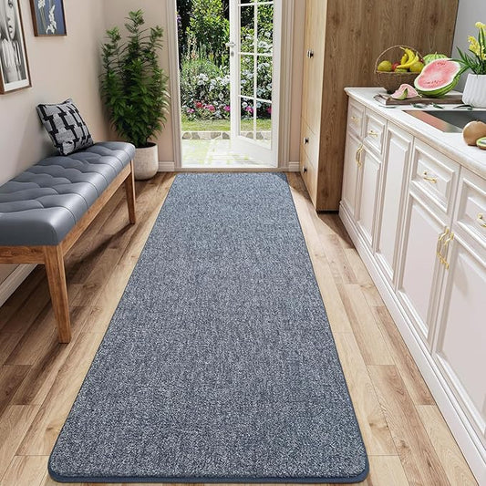 AROGAN Washable 2x8 Runner Rug for Hallway, Long Runner Rugs wtih Soft Memory Foam for Bedroom, Non Slip Backing Carpet Runners for Hallways, Kitchen, Bathroom, Entryway Home Decor, Navy Blue