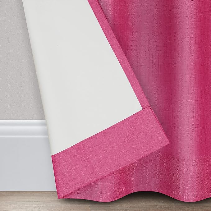 ECLIPSE Kendall Modern Blackout Thermal Rod Pocket Window Curtain for Bedroom or Living Room (1 Panel), 42" x 54", Raspberry