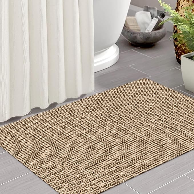 IOHOUZE Small Area Rug 2x3 Washable Woven Rugs for Entryway Non Slip Rubber Backed Kitchen Rugs Indoor Outdoor Doormat Throw Rug Floor Carpet for Entrance Front Door, Orange/Tan/Brown