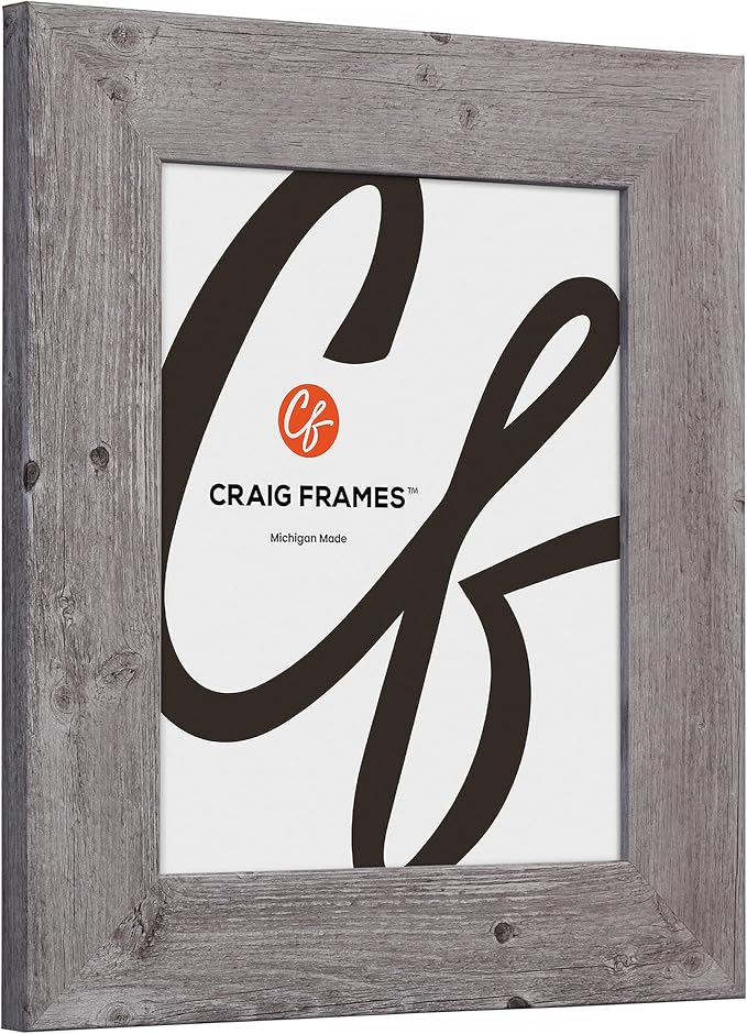 Craig Frames American Barn, 10x11 Picture Frame, Faux Barnwood, Light Grey Oak