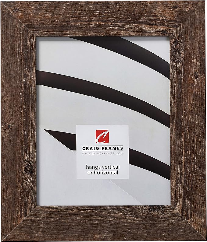 Craig Frames American Barn, Faux Barnwood Picture Frame, Brown Oak, 4 x 10 Inch