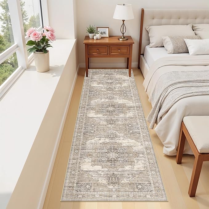 RUUGME 2x8 Runners for Hallways - 8ft Long Floor Runner for Kitchen, Entryway Indoor Ultra Thin Low Pile Home Decor Floor Mat 2x8 Beige