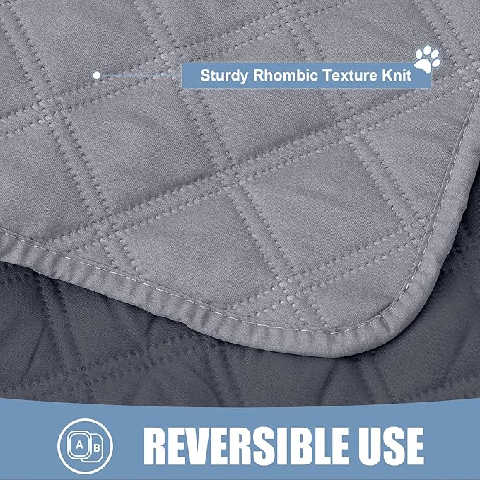 Smiry Waterproof Dog Bed Cover Pet Blanket, Soft Washable Dog Blanket for Furniture Bed Couch Sofa Reversible, Checkered (40"x80", Grey/Dark Grey)