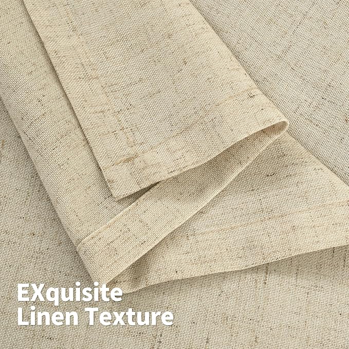 YoungsTex Burlap Linen Curtains 45 Inch Length for Short Window, Light Filtering Drapes with Grommet Privacy for Bedroom Living Room Window, 2 Panels, 52 X 45 Inch