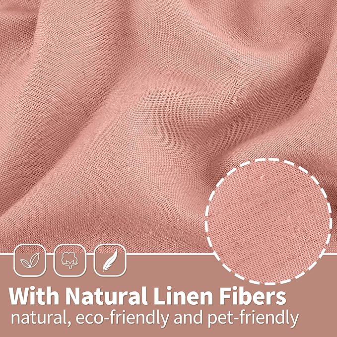 YoungsTex Dusty Rose Linen Curtains 63 Inches Length for Living Room, Light Filtering Burlap Textured Window Drapes with Grommet for Bedroom Girls Room Privacy Spring Decor, 2 Panels, 52 X 63 Inch