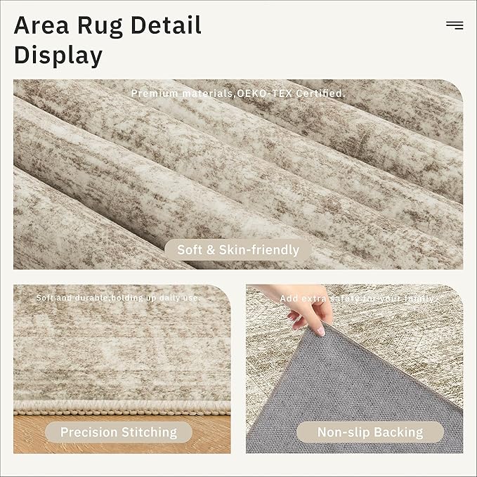 Soalmost Runner Rug 2'x6' Washable Non-Slip Runner Rugs for Kitchen Bathroom Laundry Room Brown Vintage Floor Carpet Runners for Hallway Entryway