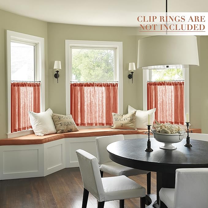 XTMYI Pumpkin Color Fall Decor for Kitchen Home Boho Sheer Burnt Orange Curtains for Bedroom Bathroom Window 24 Inch Length