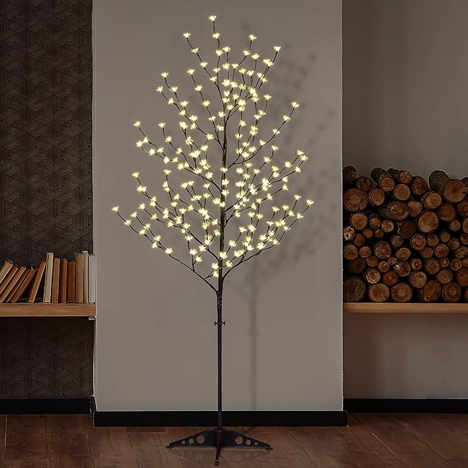Lightshare Set of 3 LED Cherry Blossom Trees, 4FT 5FT and 6FT Lighted Artificial Trees for Decoration Inside and Outside, Home Patio Wedding Festival Christmas Decor