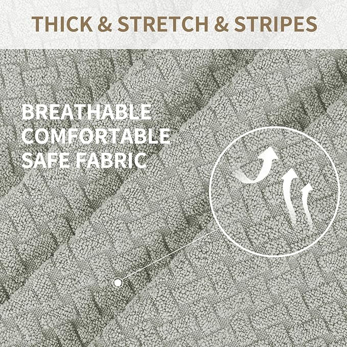 JIVINER 4-Piece Recliner Chair Covers Stretch Jacquard Covers for Reclining Chair Recliner Slipcovers for Living Room Soft Recliner Protector with Pocket (Recliner, Ivory)