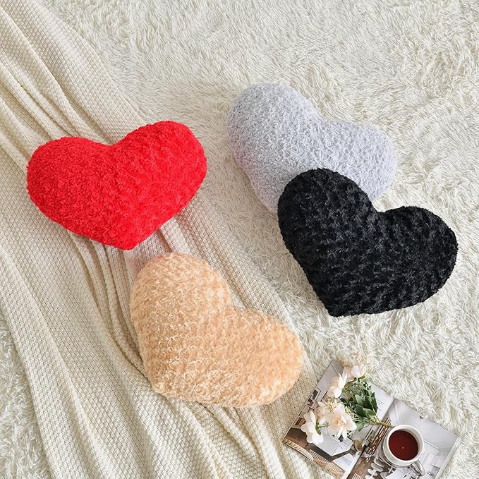 Heart Pillow, Soft Heart Shaped Pillow with Room Decorative Throw Pillows for Bed Couch Chair Sofa, Heart Shaped Cute Throw Pillow Cushion for Bedroom Living Room (Khaki, Large 19.6" x 15.7")