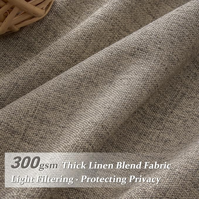 Dark Flax Memory Trained Pinch Pleated 63 Inch Curtains for Dining Room, Thick Linen Semi Sheer Light Filtering Privacy Boho Curtains for Living Room with Back Tab Country Burg 40W * 63L 2 Panels Set