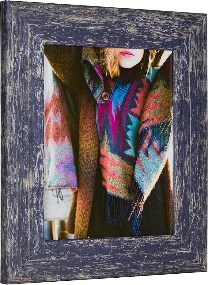 Craig Frames American Barn, Faux Barnwood Picture Frame, Blue, 20 x 24 Inch