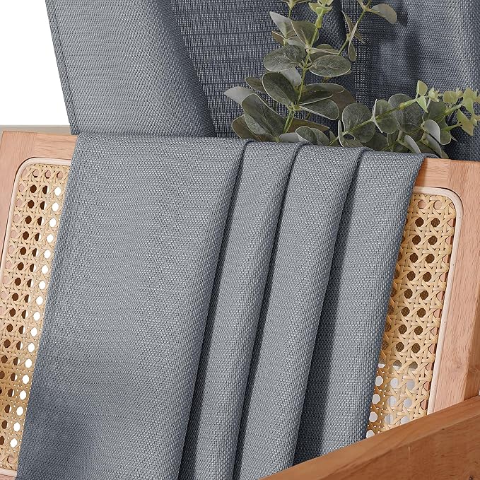 Chyhomenyc Dark Grey Curtains 84 Inch Length 2 Panels, Faux Linen Semi Sheer Light Filtering Soft Slub Textured Privacy Farmhouse Curtain Drapes for Living Room Bedroom, 40" Wx84 L