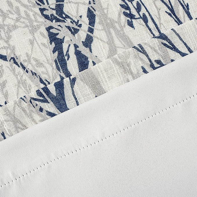 DriftAway Tree Branch Linen Lined Valance Double Layer Thermal Insulated Room Darkening Blackout Valances 3 Inch Rod Pocket Short Window Valance for Living Room Bathroom 52 Inch by 24 Inch Blue